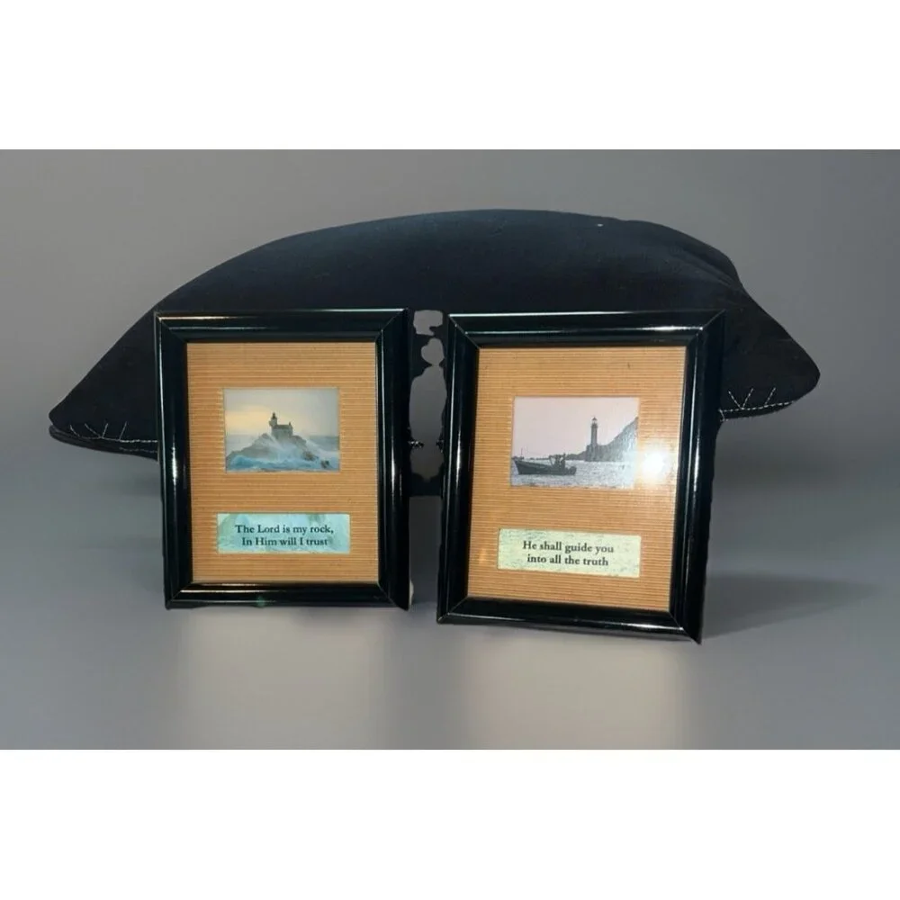 Lot 2 Nautical Biblical Themed Picture Framed Lighthouse Bristol Gifts CO. 6"x5” - Picture 2 of 8
